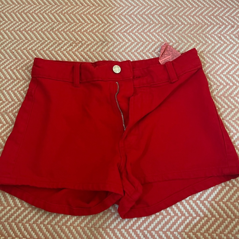 Zara red denim shorts size 0